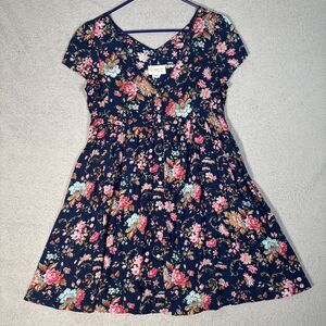 Denim & Supply Women's Size L Mini Dress Navy‎ Blue Floral Cottage Core  Ditsy